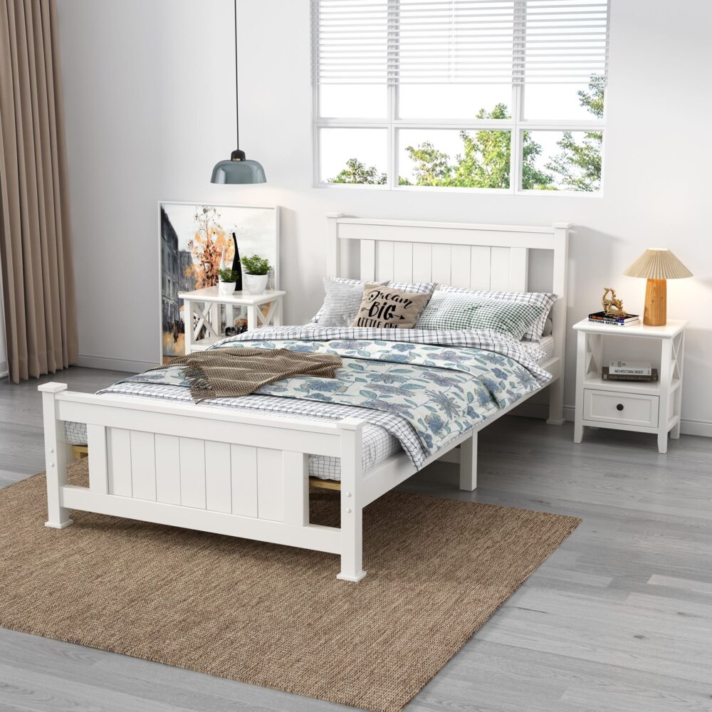 Single Solid Pine Timber Bed Frame – White