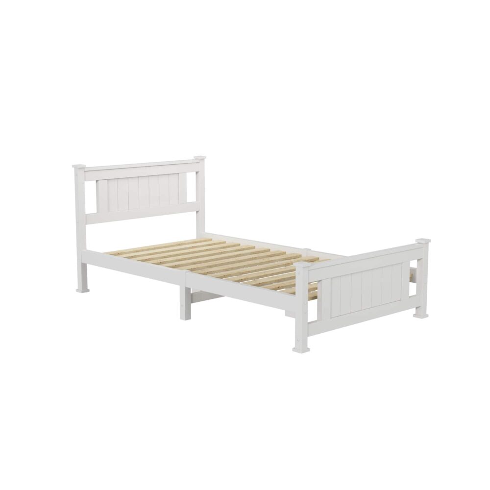 Single Solid Pine Timber Bed Frame – White