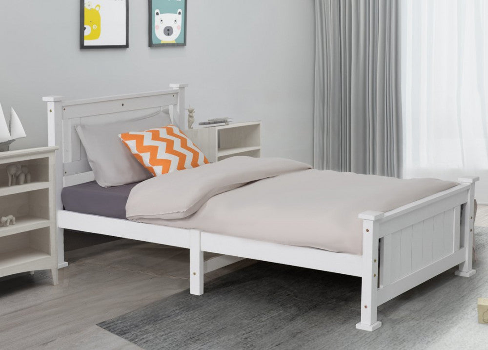Single Solid Pine Timber Bed Frame – White