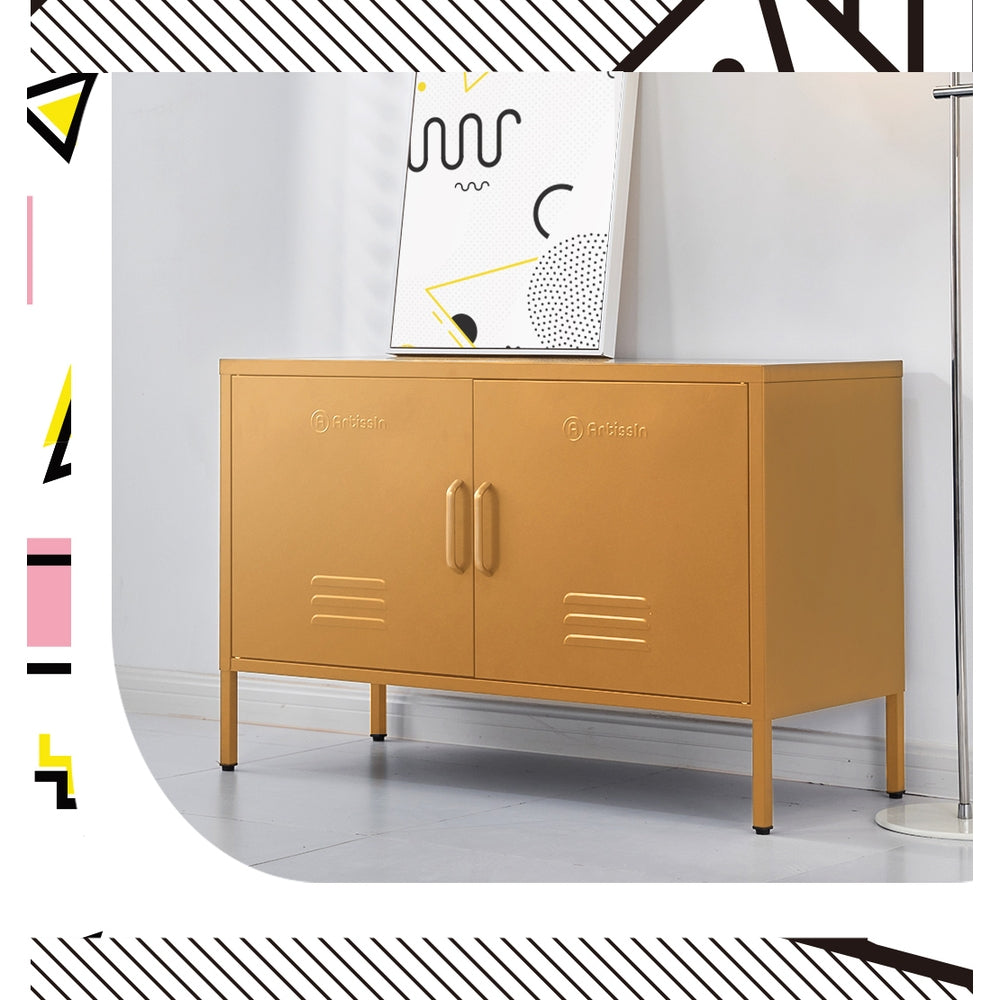 ArtissIn Buffet Sideboard Locker Metal Storage Cabinet - BASE Yellow