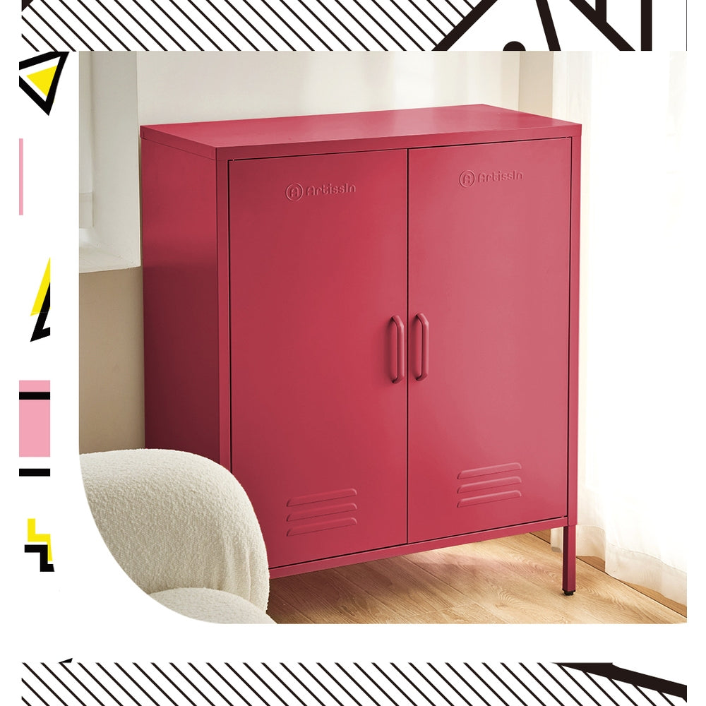 ArtissIn Buffet Sideboard Locker Metal Storage Cabinet - SWEETHEART Pink