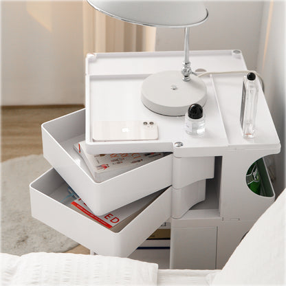 ArtissIn Bedside Table Side Tables Nightstand Organizer Replica Boby Trolley 3Tier White