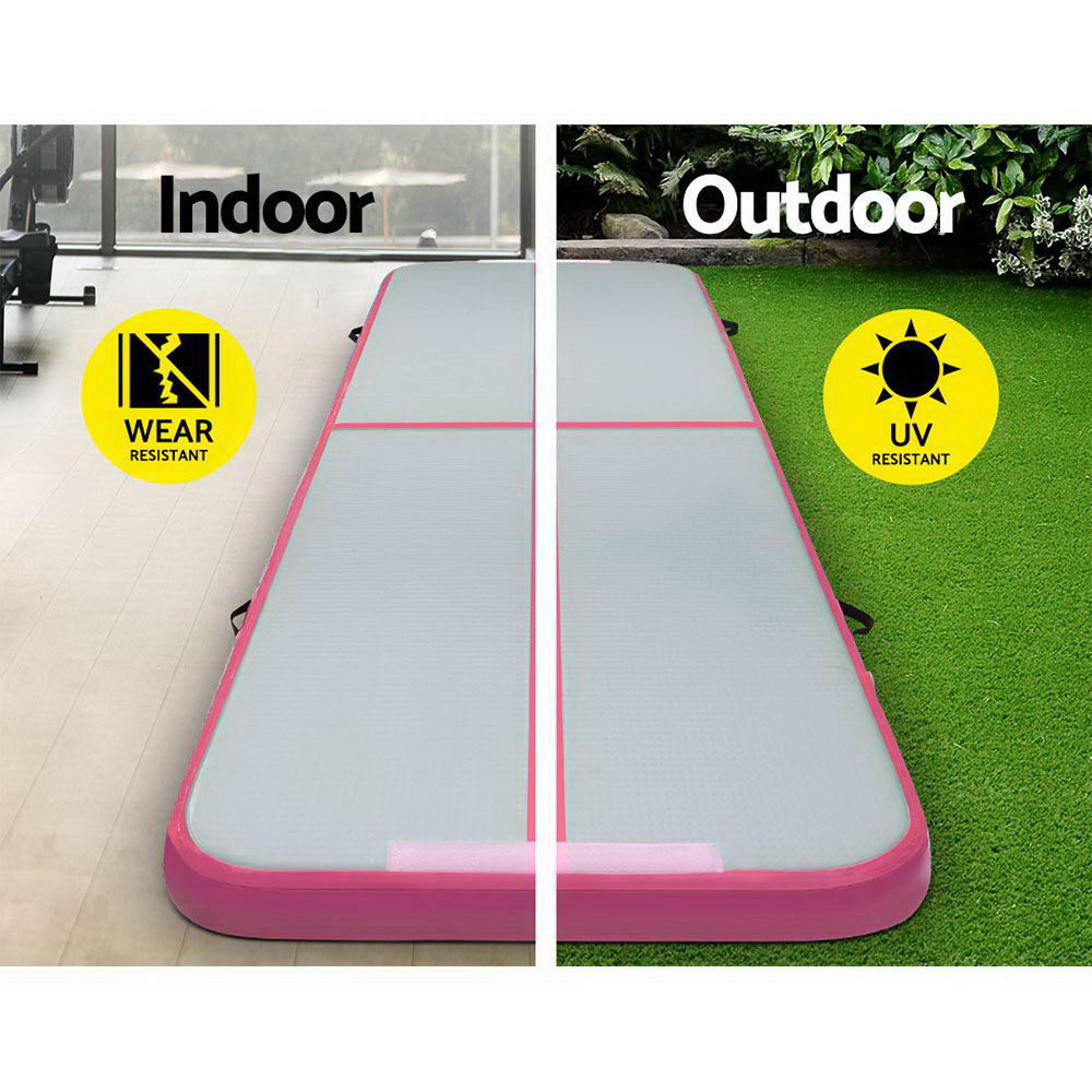 Everfit GoFun 3X1M Inflatable Air Track Mat with Pump Tumbling Gymnastics Pink