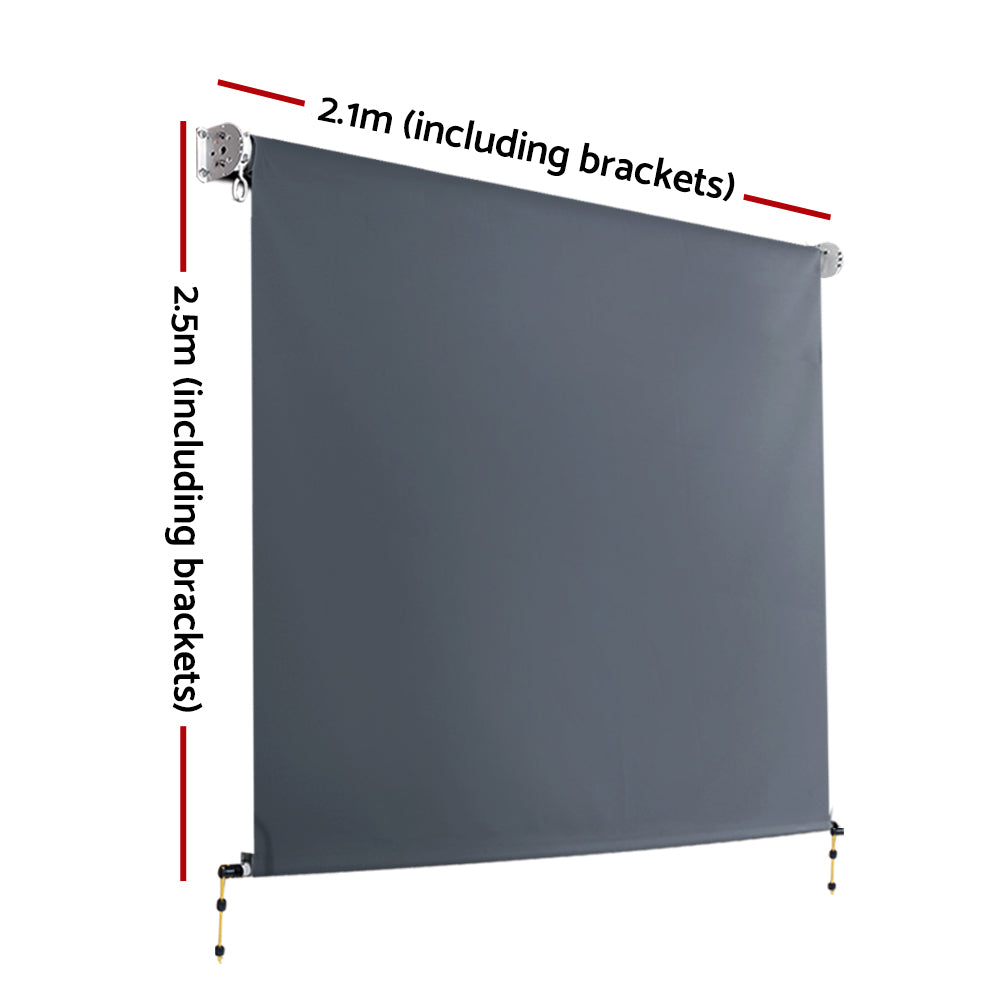 Instahut Outdoor Roller Blinds Roll Down Shade Retractable Window 2.1X2.5M