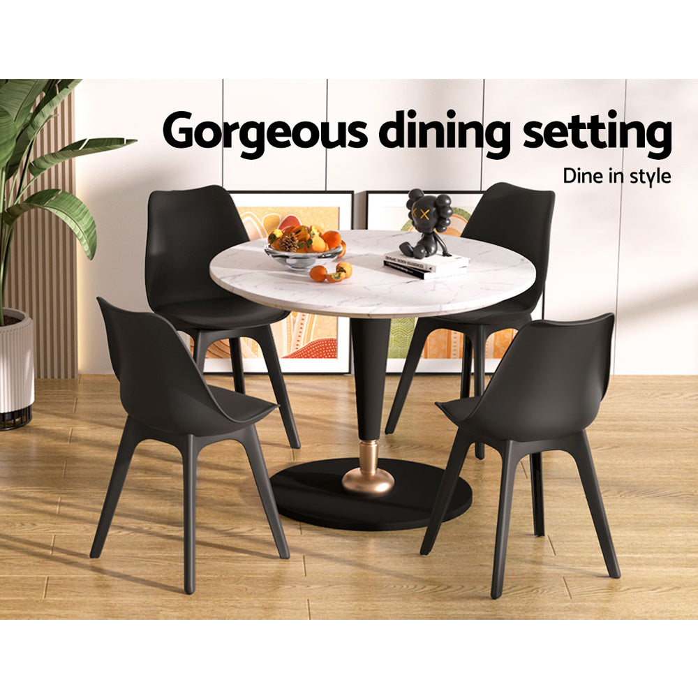 Artiss Set of 4 Retro Padded Dining Chair - Black