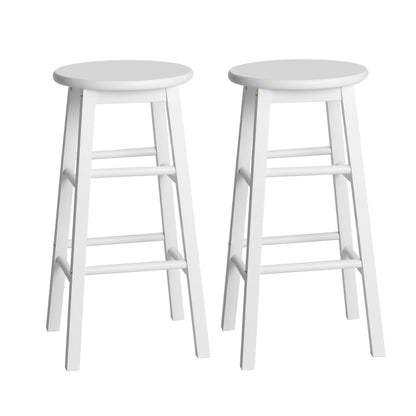 Artiss Set of 2 Beech Wood Backless Bar Stools - White