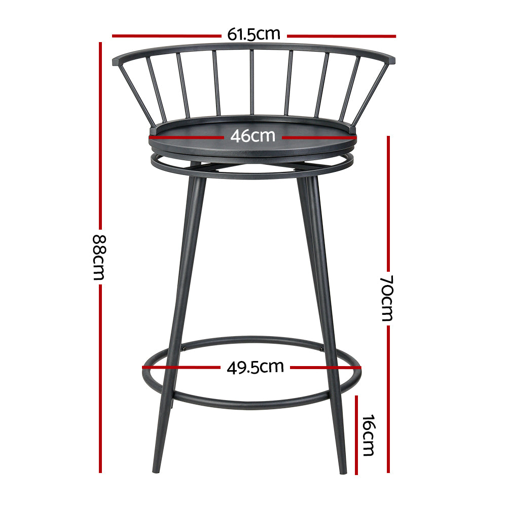 Artiss Bar Stools Kitchen Stools Wooden Dining Chair Swivel Metal Chairs x2