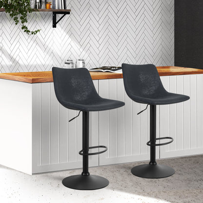 Artiss Set of 2 Bar Stools Gas Lift- Black