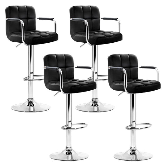 Artiss Set of 4 Bar Stools Gas lift Swivel Armrests - Steel and Black