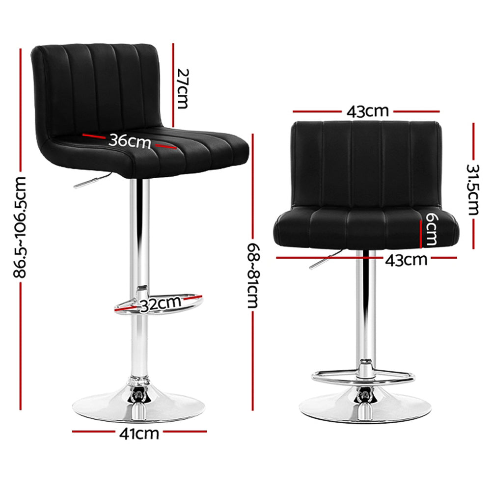 Artiss Set of 4 Line Style PU Leather Bar Stools - Black