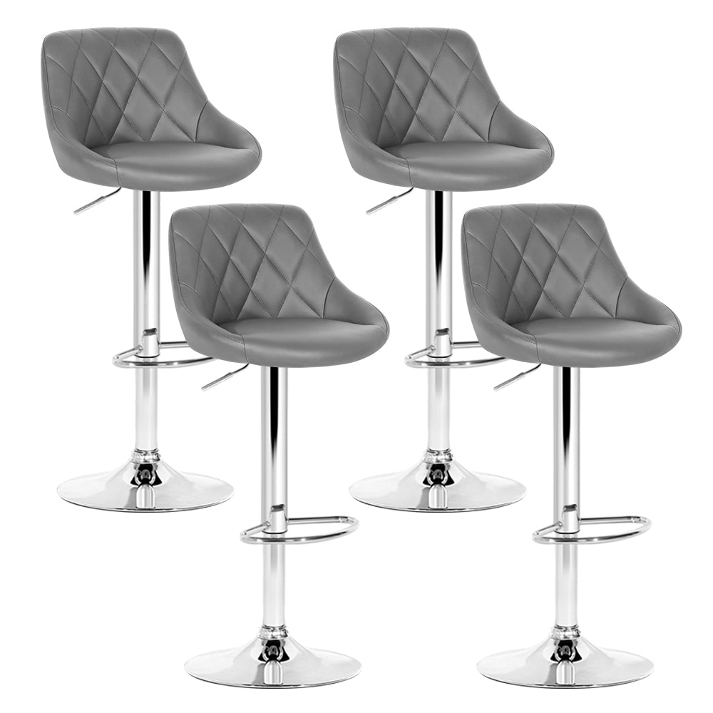 Artiss Set of 4 Bar Stools PU Leather Diamond Style - Grey