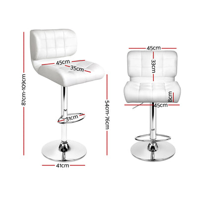 Artiss Set of 4 PU Leather Gas Lift Bar Stools - White and Chrome