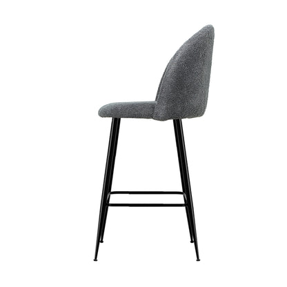 Artiss Set of 2 Bar Stools Kitchen Dining Chair Stool Chairs Sherpa Boucle Charcoal