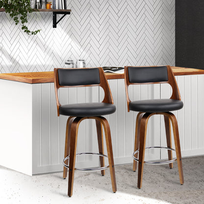 Artiss Set of 2 Wooden Bar Stools - Black