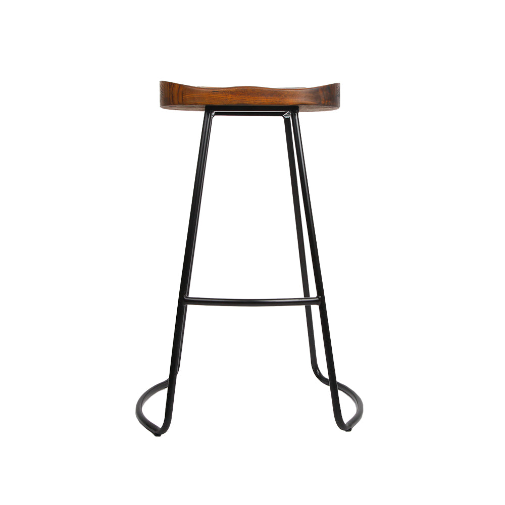 Artiss Set of 4 Elm Wood Backless Bar Stools 75cm - Black