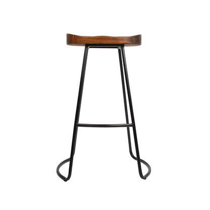 Artiss Set of 4 Elm Wood Backless Bar Stools 75cm - Black