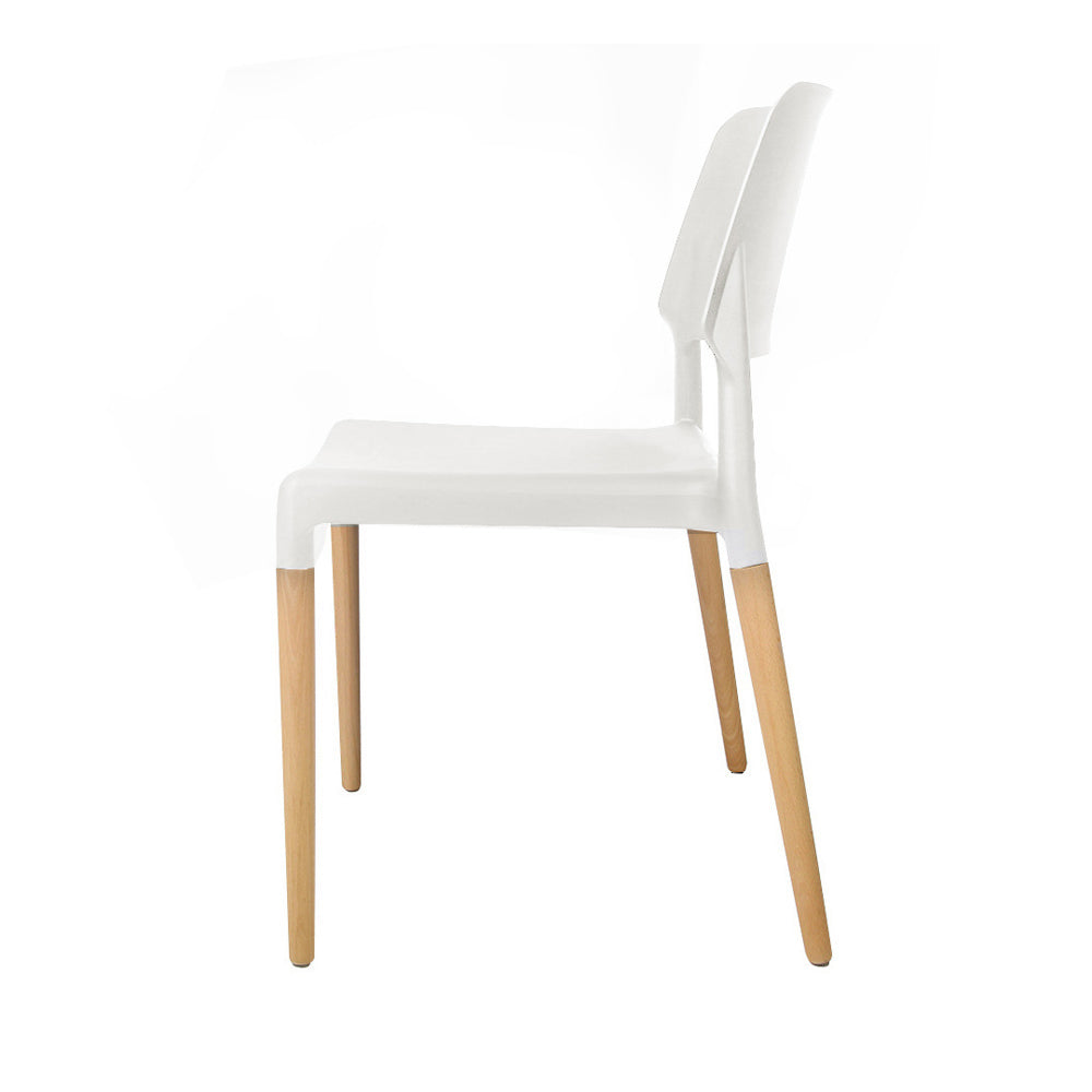 Artiss Set of 4 Wooden Stackable Dining Chairs - White