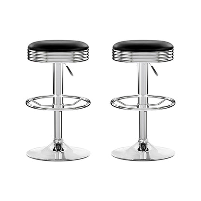 Artiss Set of 2 Backless PU Leather Bar Stools - Black and Chrome