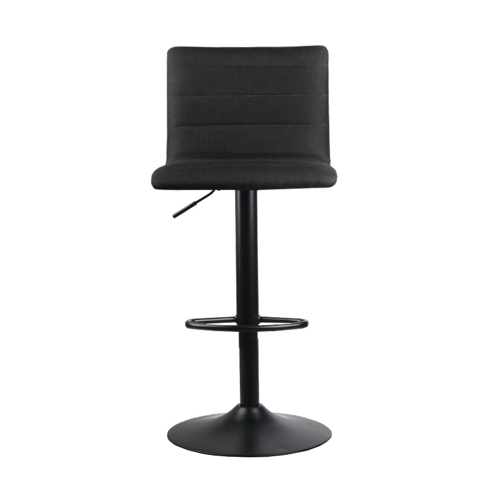 Artiss Set of 2 Faux Linen Bar Stools - Black