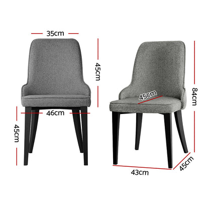 Artiss Set of 2 Fabric Dining Chairs - Grey