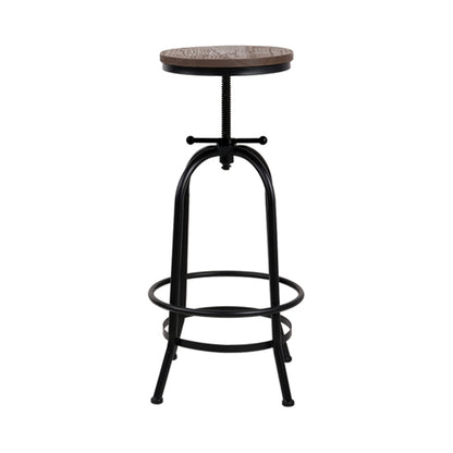 Artiss Bar Stool Industrial Round Seat Wood Metal - Black and Brown