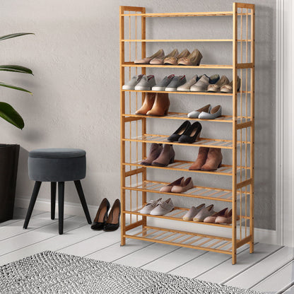 Artiss 10-Tier Bamboo Shoe Rack Wooden Shelf Stand Storage Organizer