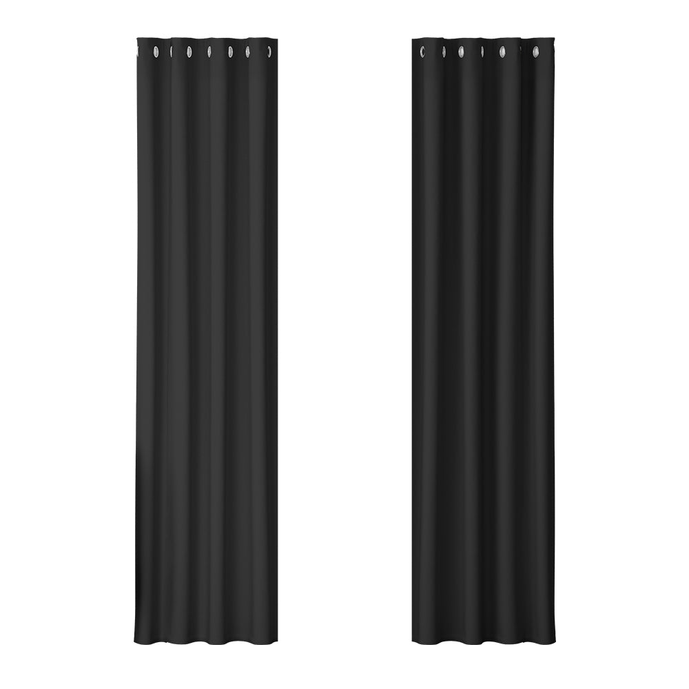 Artiss 2X Blockout Curtains Blackout Window Curtain Eyelet 140x230cm Black