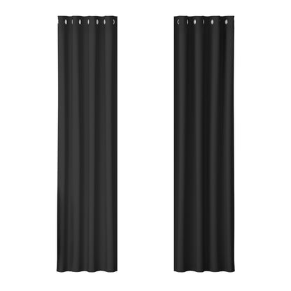 Artiss 2X Blockout Curtains Blackout Window Curtain Eyelet 140x230cm Black