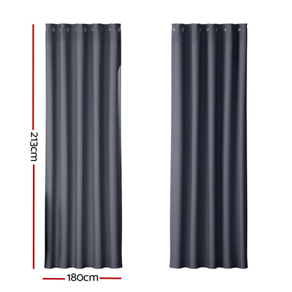 Artiss 2X Blockout Curtains Blackout Window Curtain Eyelet 180x213cm Charcoal