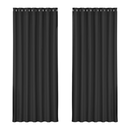 Artiss 2X Blockout Curtains Blackout Window Curtain Eyelet 240x230cm Black