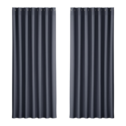 Artiss 2X Blockout Curtains Blackout Window Curtain Eyelet 240x230cm Charcoal