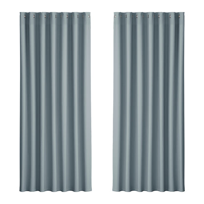 Artiss 2X Blockout Curtains Blackout Window Curtain Eyelet 240x230cm Grey