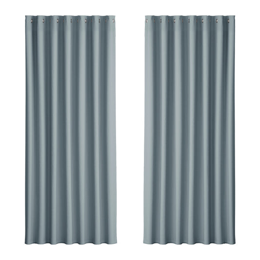 Artiss 2X Blockout Curtains Blackout Window Curtain Eyelet 240x230cm Grey