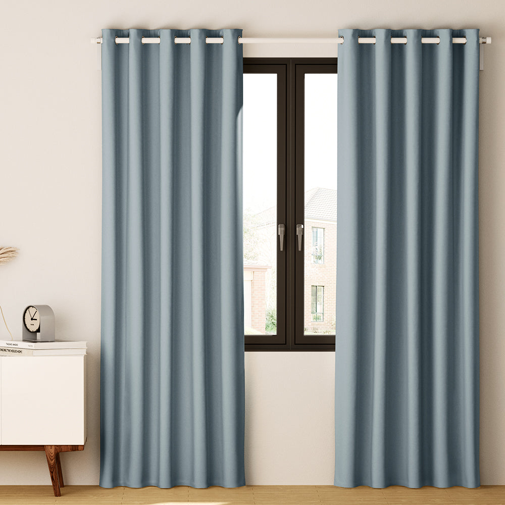 Artiss 2X Blockout Curtains Blackout Window Curtain Eyelet 240x230cm Grey