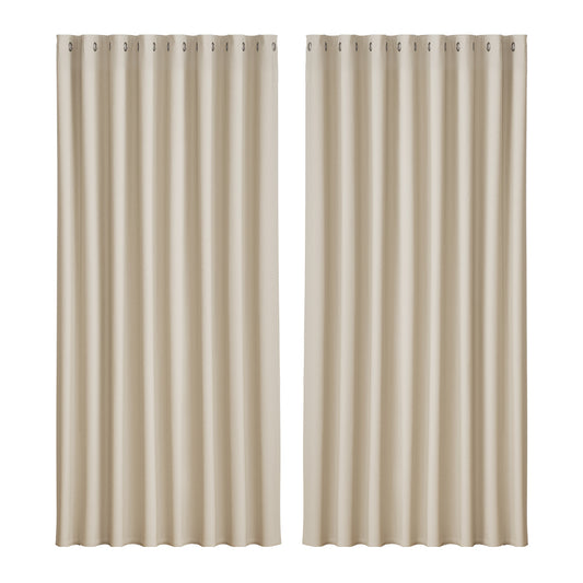 Artiss 2X Blockout Curtains Blackout Window Curtain Eyelet 300x230cm Beige