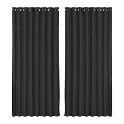 Artiss 2X Blockout Curtains Blackout Window Curtain Eyelet 300x230cm Black