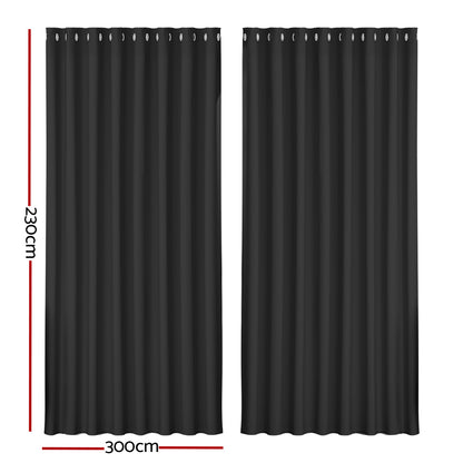 Artiss 2X Blockout Curtains Blackout Window Curtain Eyelet 300x230cm Black