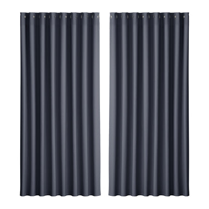 Artiss 2X Blockout Curtains Blackout Window Curtain Eyelet 300x230cm Charcoal