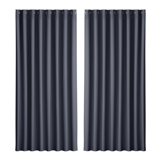 Artiss 2X Blockout Curtains Blackout Window Curtain Eyelet 300x230cm Charcoal