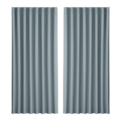 Artiss 2X Blockout Curtains Blackout Window Curtain Eyelet 300x230cm Grey