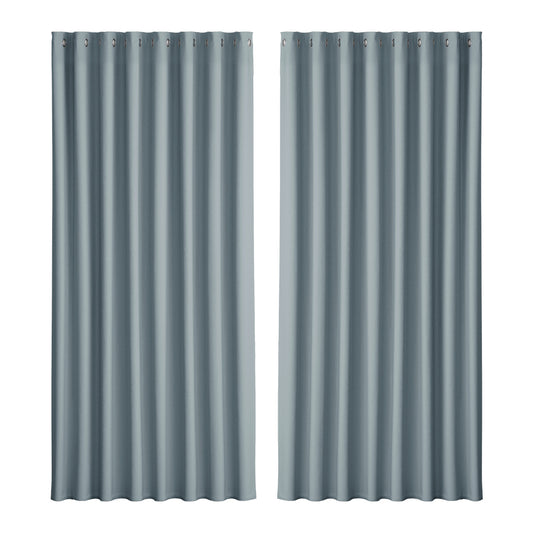 Artiss 2X Blockout Curtains Blackout Window Curtain Eyelet 300x230cm Grey