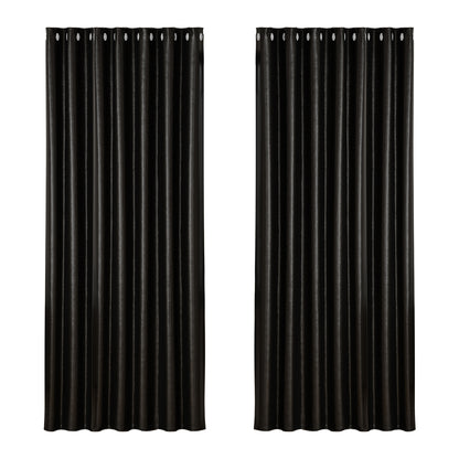 Artiss 2X Blockout Curtains Blackout Window Curtain Eyelet 240x230cm Black