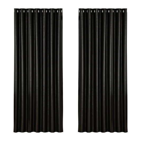 Artiss 2X Blockout Curtains Blackout Window Curtain Eyelet 240x230cm Black