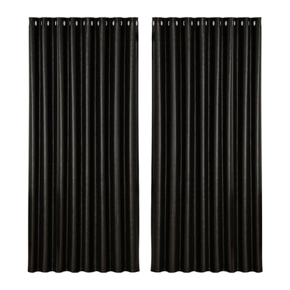 Artiss 2X Blockout Curtains Blackout Window Curtain Eyelet 300x230cm Black