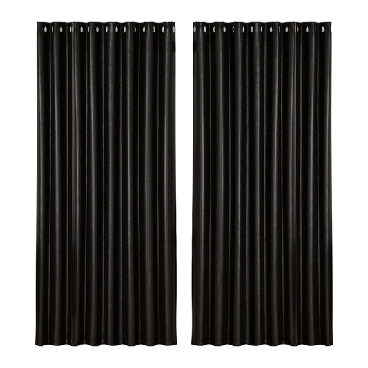 Artiss 2X Blockout Curtains Blackout Window Curtain Eyelet 300x230cm Black