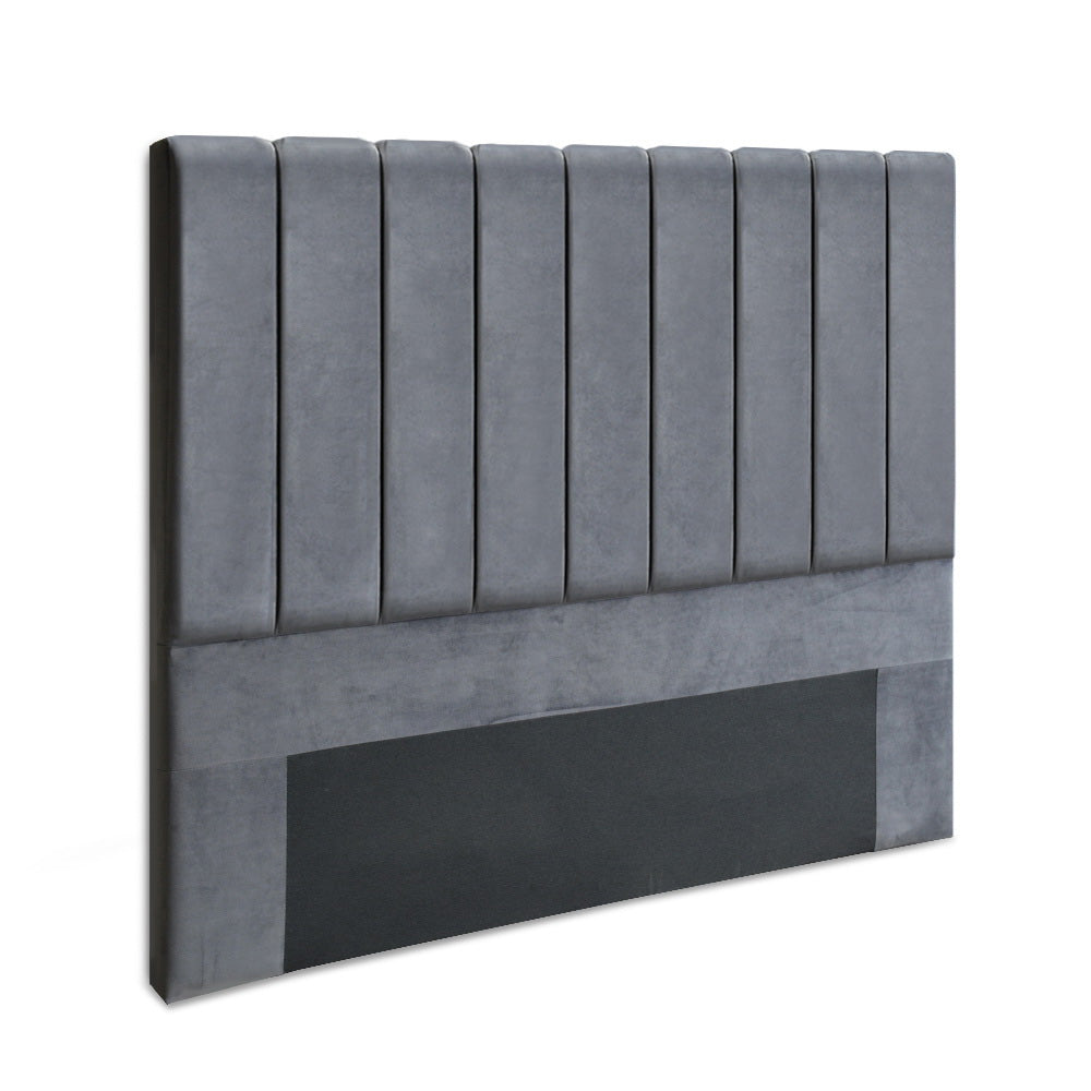 Artiss Bed Head Headboard Double Size Bedhead Velvet Frame Base VELA Grey