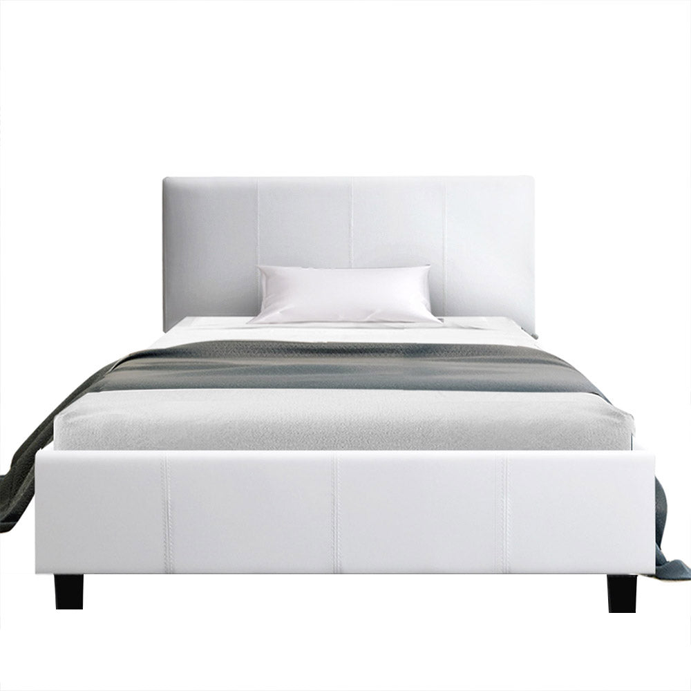 Artiss Neo Bed Frame PU Leather - White King Single