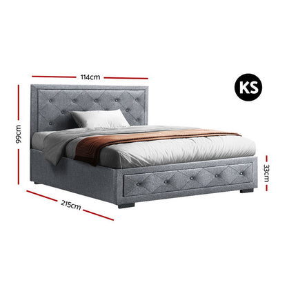 Artiss Bed Frame King Single Size Gas Lift Mattress Base with Storage Fabric