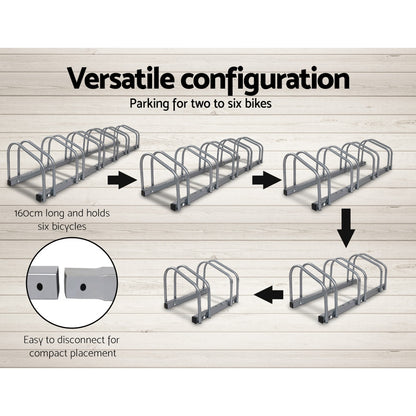 Weisshorn 6 Bike Stand Floor Bicycle Storage Silver