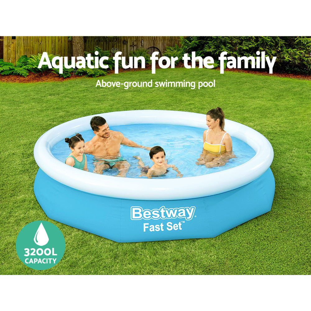 Bestway Swimming Pool Above Ground Kids Fast Set Pools with Filter Pump 3M